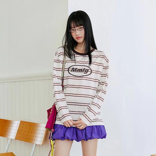 F012484春季新款女版logo撞色条纹长袖t恤 商品图9