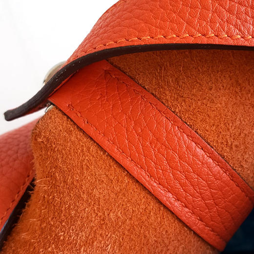 【95新】Hermes爱马仕橘色银扣Picotin 26菜篮子手提包女士 220126NJS23 商品图8