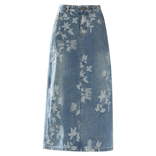 「自」全新升级【铂金会员146/天猫199/差价53】(22533)洛诗琳时尚印花牛仔裙2026年春夏季新款高腰百搭中长款半身裙 商品图4