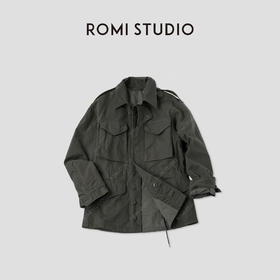 ROMI STUDIO“美式工装”多口袋复古军事风翻领收腰外套RWCAW86165