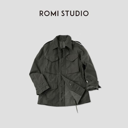 ROMI STUDIO“美式工装”多口袋复古军事风翻领收腰外套RWCAW86165 商品图0