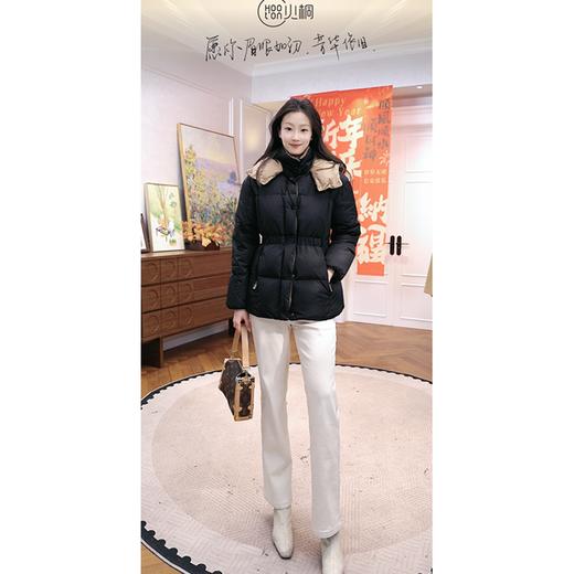 火桐hooton AGNEUX收腰黑金连帽短款羽绒服夹克外套 商品图0