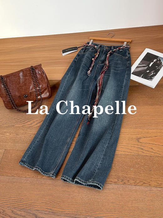 专柜实拍【磨毛/附赠腰带】拉夏贝尔/La Chapelle官网600+高品质！宽松慵懒感显瘦百搭直筒牛仔裤 商品图5
