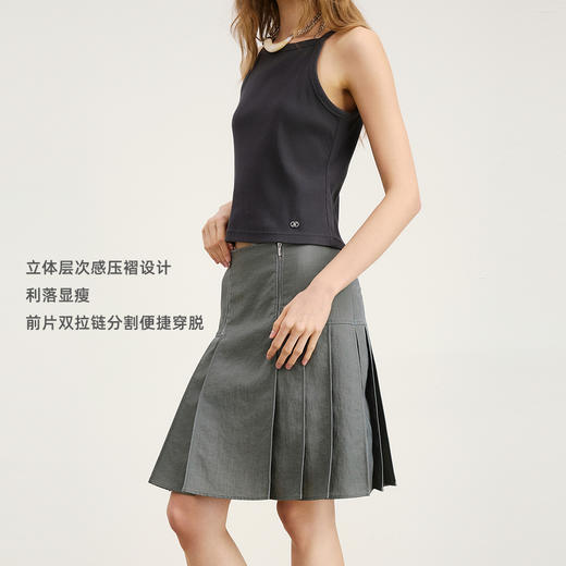 lost in echo2026年春季新款双拉链A字压褶显瘦百搭工装半裙女 商品图1