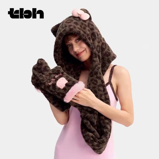 F012468二合一设计联名款豹纹毛绒手套帽子围巾 商品图11