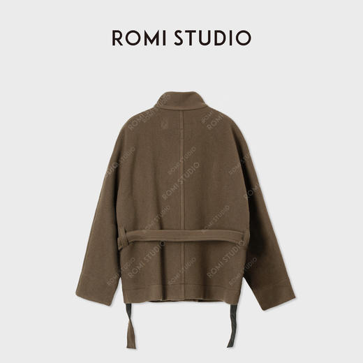 ROMI STUDIO“美拉德”腔调穿搭牛角扣斜襟领腰带大衣外套 23AWW703 商品图1