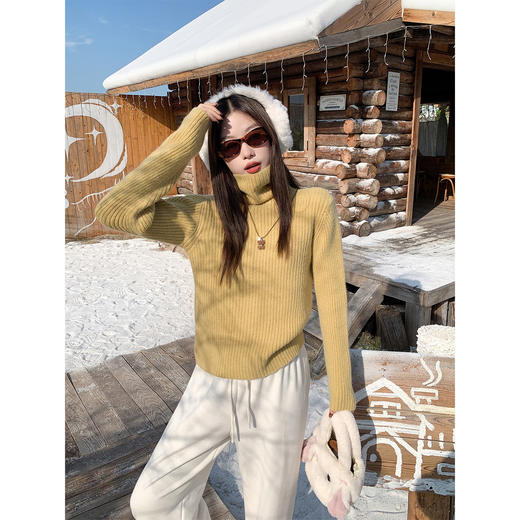 <曾小咸推荐>现货秒杀 ！微信超特价！4色韩系高领竖条纹毛衣 日常119.99 立减60 秒杀59.99！！ 商品图3