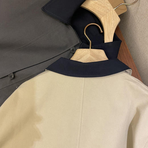 岛国单！极简复古！2026春秋莱赛尔+棉！撞色翻领一手长风衣外套！ 商品图3