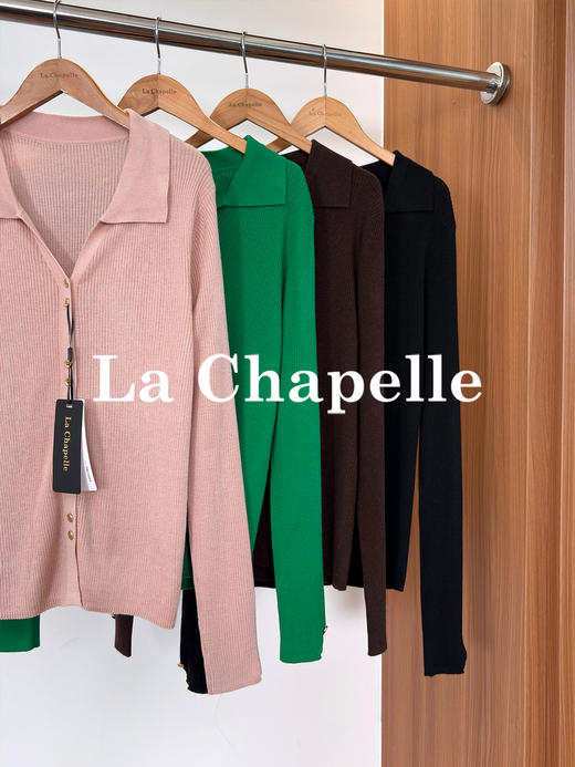 拉夏贝尔/La Chapelle软糯高弹力！温柔气质翻领长袖针织开衫 商品图5
