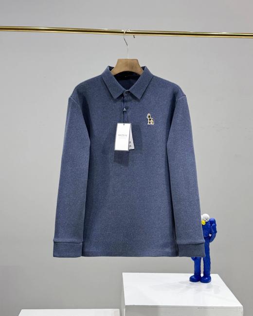 F012499情侣秋冬丝光棉加厚骆绒无痕压胶工艺POLO衫 商品图4