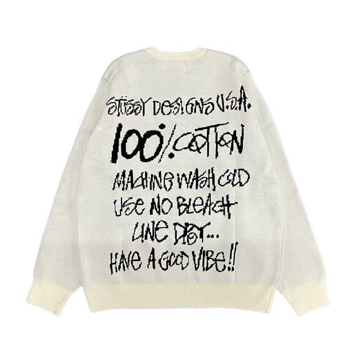 F012435新品后背字母提花情侣款圆领针织毛衣 商品图4