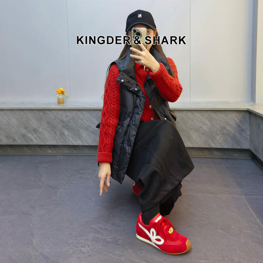 KDS经典鲨【马上發财】春专柜新品牛皮革红色系带平底休闲德训鞋KW16-617031 商品图1