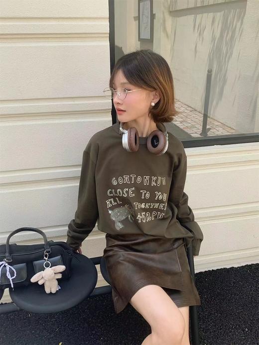 F012480撞色领小羊长袖T恤字母圆领上衣 商品图8