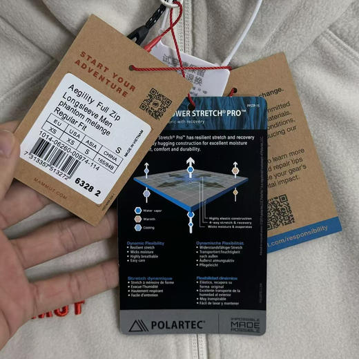 原单正品 Mammut猛犸象经典红标Polartec抓绒衣，山野无畏，暖护随行。米白/藏青/黑色 S-XXL 商品图10