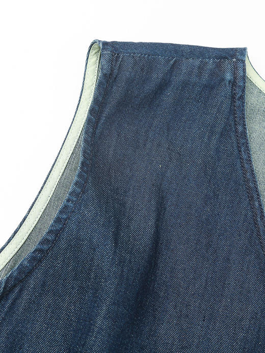 V 领牛仔背心裙女 2026 春装新品 原色深蓝收腰显瘦通勤中长款 A 字裙 商品图2