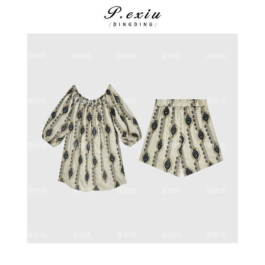 04-3潘依绣丁丁宠粉法式重工刺绣宽松复古套装Q92811 商品图0