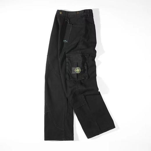 F012457新款美式高街碳素水洗直筒大口袋工装裤子可调节腰带长裤 商品图1