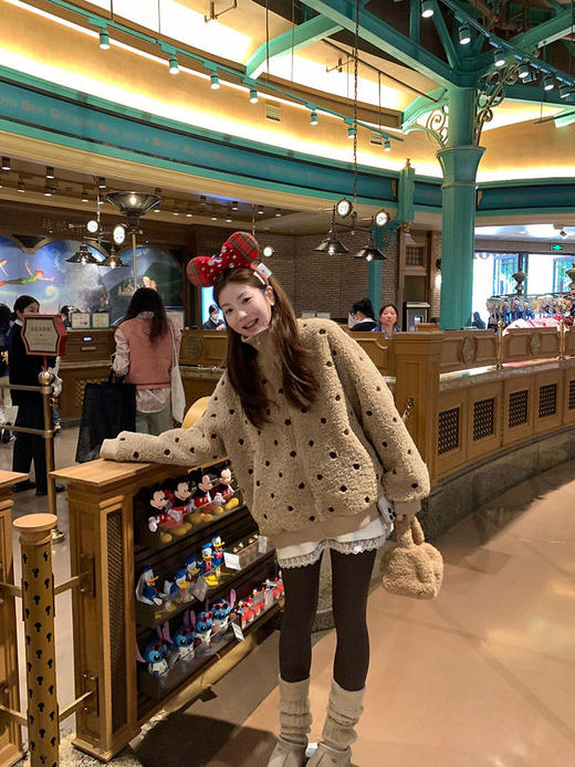 【YW】无忧购拼接蕾丝暖绒加厚百搭宽松慵懒保暖圆领大白长袖T（截单后3-5天发货) 商品图5