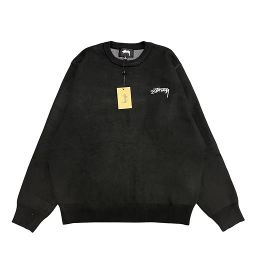 F012435新品后背字母提花情侣款圆领针织毛衣 商品图1