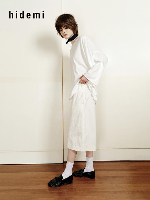 hidemi副线小h 匹马棉圆领百搭错层长袖T恤上衣 商品图1