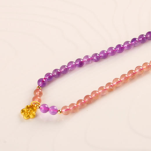 【祈愿吉品】双圈金富佳缘手链草莓晶桃花手串 商品图3