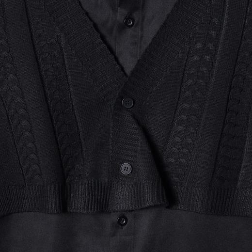 7022SDSA男士秋冬新款痞帅男装韩版简约纯色拼接针织长袖衬衫百搭休闲 商品图2