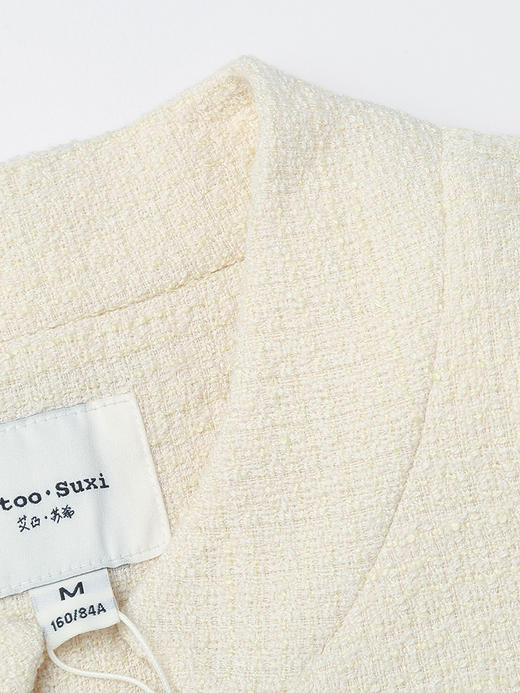 挺括质感小香风外套 春季米白色遮肉百搭气质短款上衣 商品图2