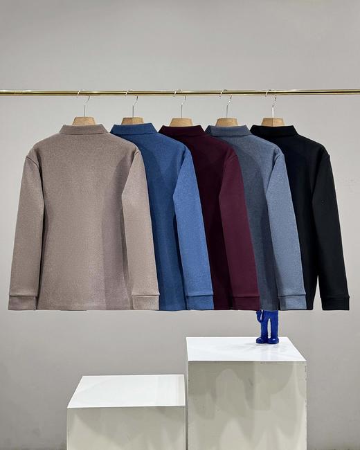 F012499情侣秋冬丝光棉加厚骆绒无痕压胶工艺POLO衫 商品图1