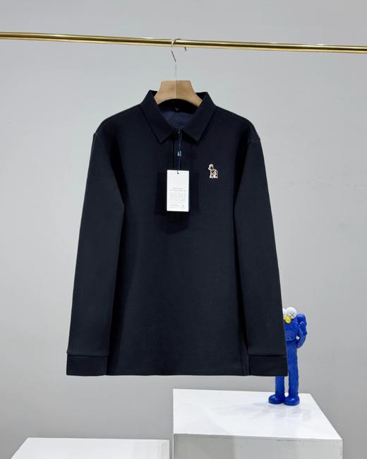 F012499情侣秋冬丝光棉加厚骆绒无痕压胶工艺POLO衫 商品图3