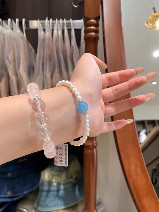 F012417富家女天然珍珠海纹石手链手串配布袋 商品图4