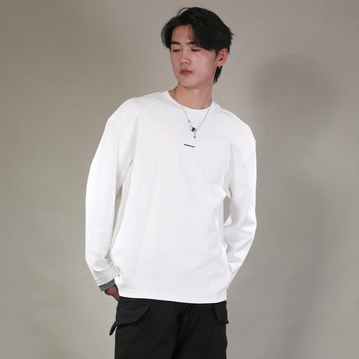 DRONKOO 2026 圆领前金属字母标袖口撞格薄卫衣 商品图2