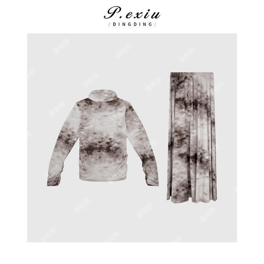 04-2潘依绣丁丁宠粉新中式晕染水墨针织套装Q7810 商品图0