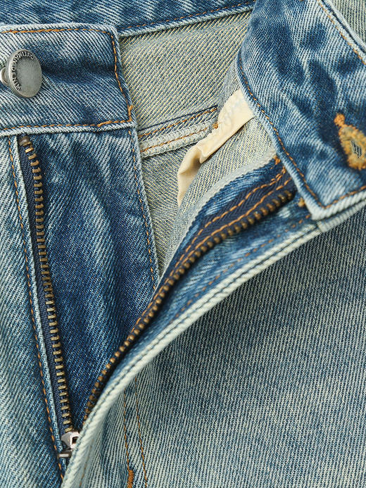 慵懒风浅蓝做旧牛仔裤 春季新款高腰宽松直筒九分裤 商品图3