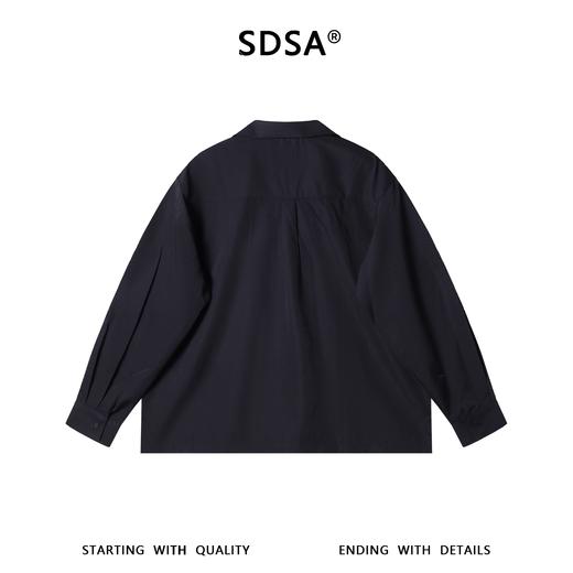 SDSA男士春夏新款痞帅男装潮牌时尚纯色褶皱翻领衬衫休闲百搭舒适 商品图4