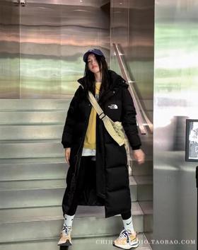 F012423长款大朵绒羽绒服中戏多口袋情侣款加厚保暖