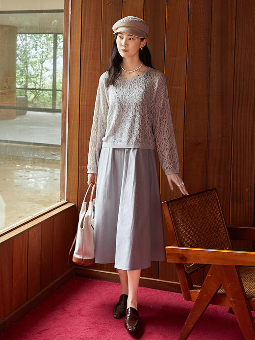 细肩带吊带连衣裙女 2026 春夏装新品 浅灰色宽松垂感显瘦通勤中长裙 商品图0