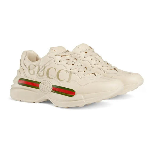 【四】GUCCI 古驰 女士 Rhyton系列 Gucci标识皮革休闲运动鞋 白色 528892 DRW00 9522 商品图1