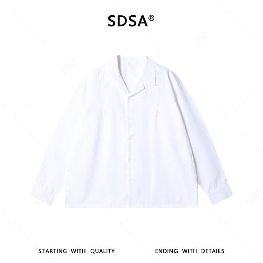 SDSA男士春夏新款痞帅男装潮牌时尚纯色褶皱翻领衬衫休闲百搭舒适 商品图0