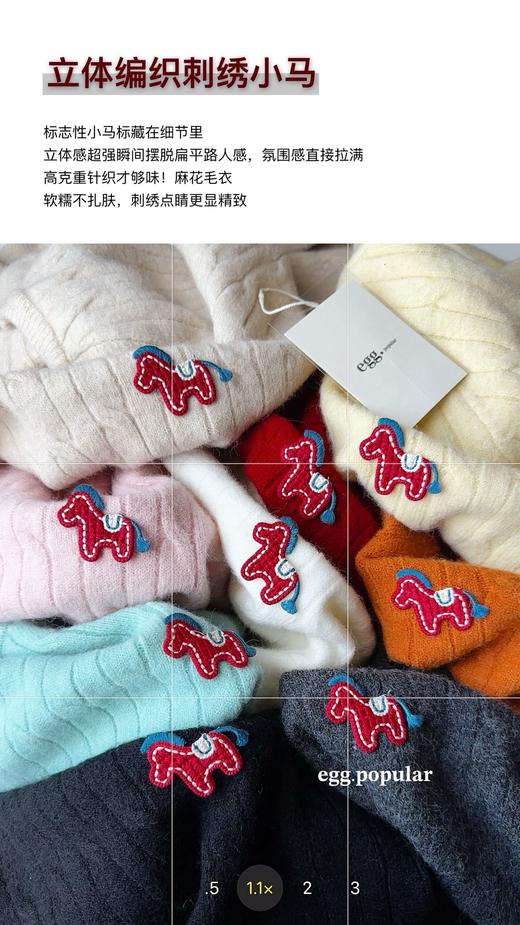 【YW】无忧购新年发财小马毛衣圆领内搭宽松针织上衣女（截单后3-5天发货) 商品图2