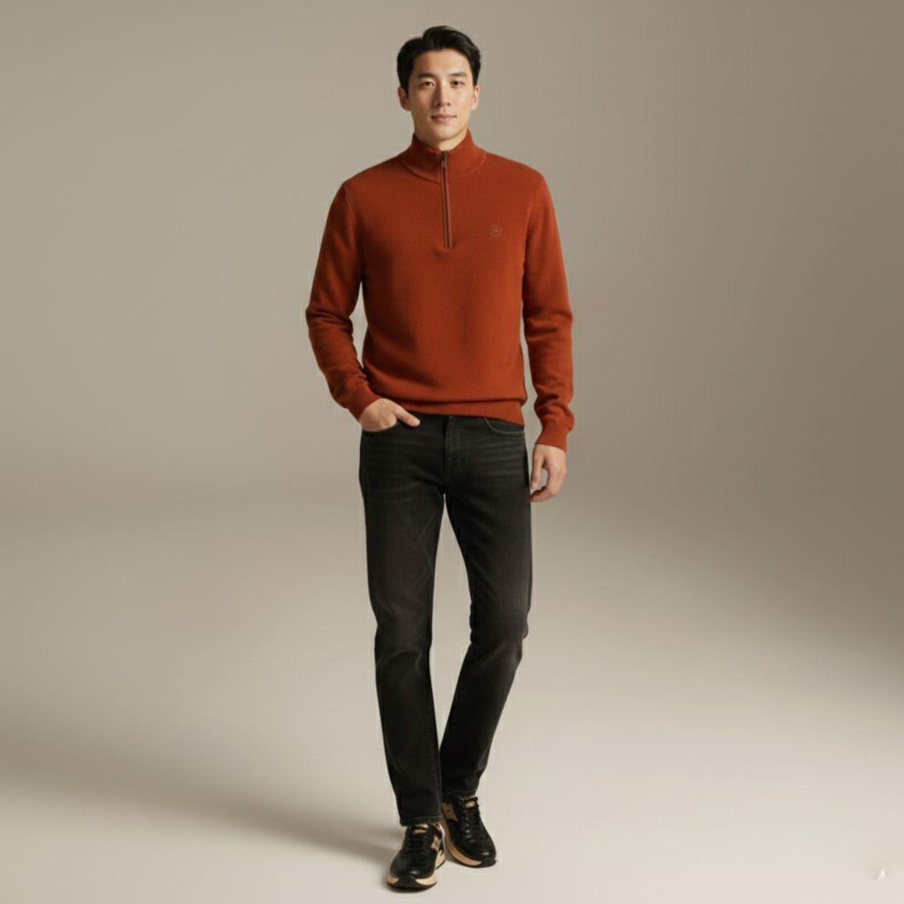 微信25D955-2102开襟拉链针织毛衫