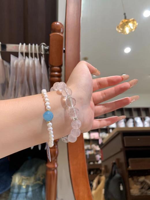 F012417富家女天然珍珠海纹石手链手串配布袋 商品图2