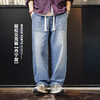 马登工装美式贝克水洗牛仔裤丹宁阔腿抽绳直筒休闲长裤子薄款男春 商品缩略图0