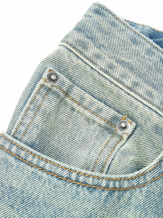 慵懒风浅蓝做旧牛仔裤 春季新款高腰宽松直筒九分裤 商品图2