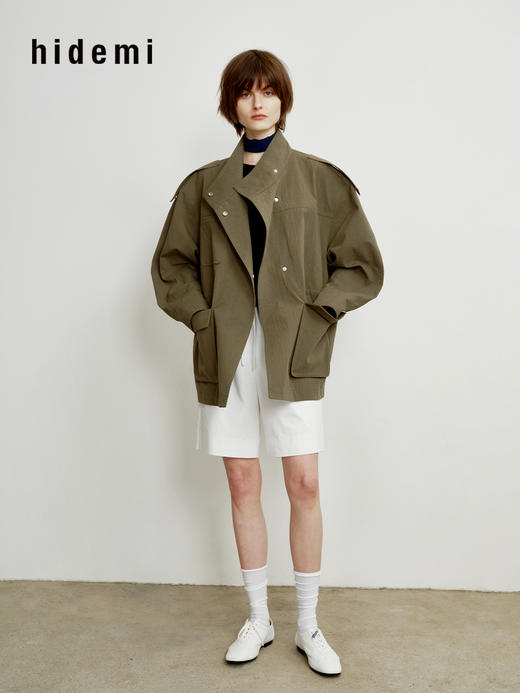 hidemi副线小h 宽松立领猎装夹克风衣外套 商品图3