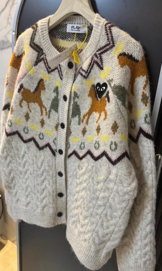 F012470复古童趣风马海毛混纺面料提花针织开衫 商品图1