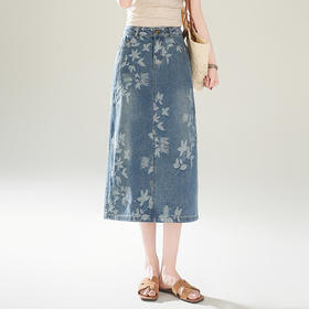 「自」全新升级【铂金会员146/天猫199/差价53】(22533)洛诗琳时尚印花牛仔裙2026年春夏季新款高腰百搭中长款半身裙