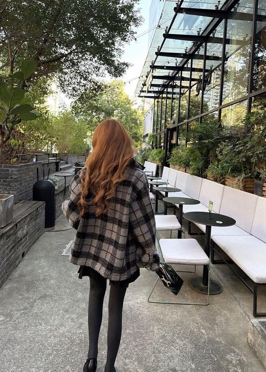 【非质量问题不退】PP36-缪缪 格纹拉链开合绒感外套（PP） 商品图2