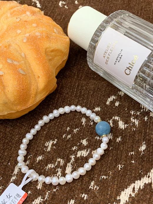 F012417富家女天然珍珠海纹石手链手串配布袋 商品图8