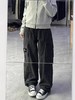 F012457新款美式高街碳素水洗直筒大口袋工装裤子可调节腰带长裤 商品缩略图5