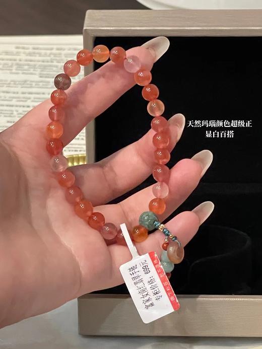 F012416上手显白又温柔富家女南红翡翠手链配包装 商品图3
